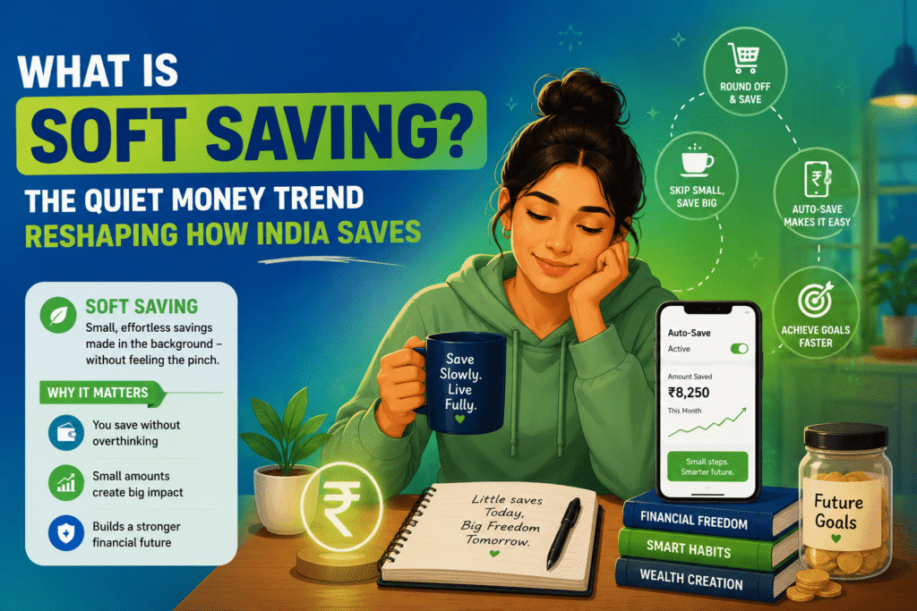 ChatGPT Image Jun 22, 2026 at 12_02_02 PM Young Indian professional practicing soft saving by balancing spending, experiences, and financial goals for a stress-free lifestyle.